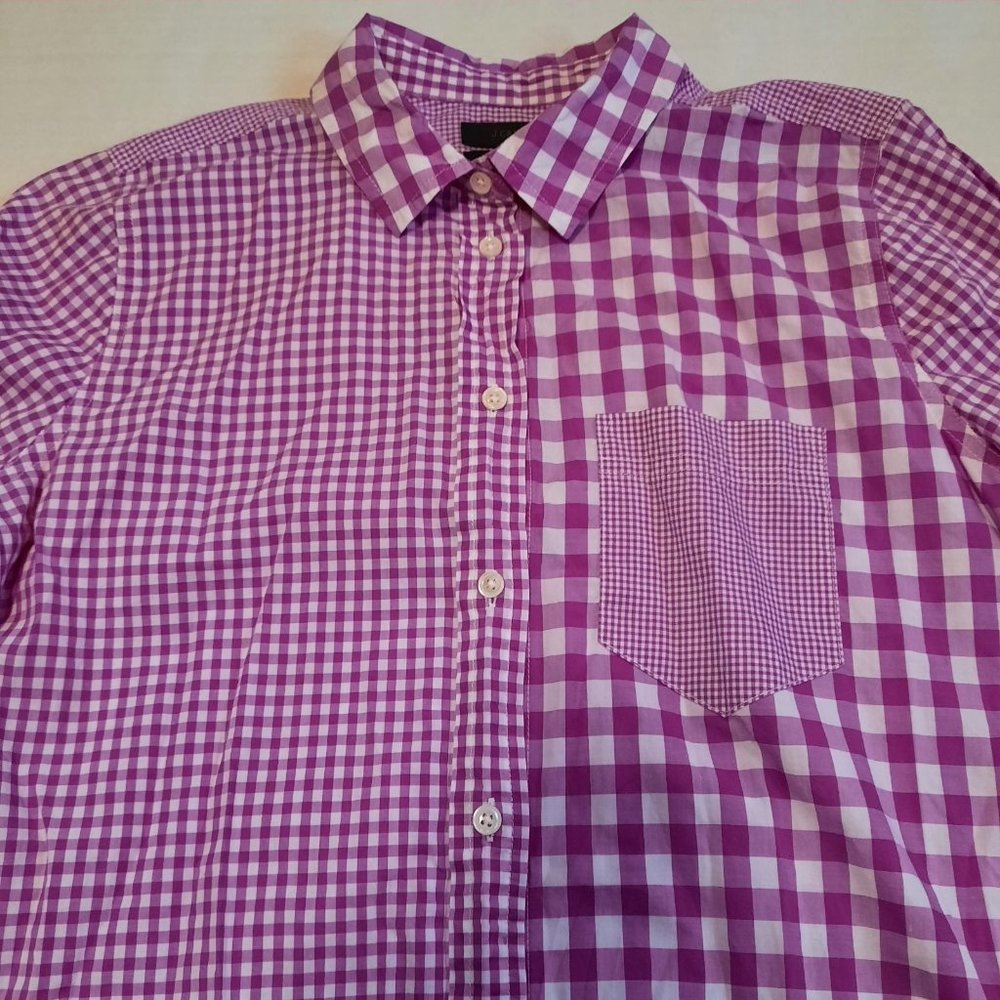 J.Crew Womens Lilac Gingham Plaid Button Up 4 - Picture 4 of 5